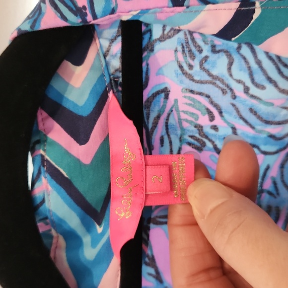 Lilly Pulitzer Chrisella Shirtdress Bermuda Blue You Grow Sz 2 - Picture 9 of 10
